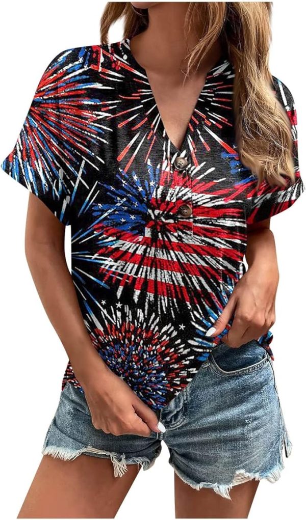 Womens American Flag Shirt Patriotic T-Shirt